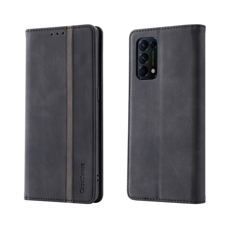 For OPPO Find X3 Lite Splicing Skin Feel Magnetic Leather Phone Case(Black)