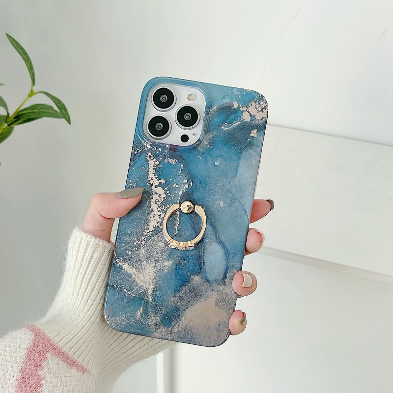 TPU Soft Protective Phone Case with Ring Holder For iPhone 13 Pro(Yanyu Stone)