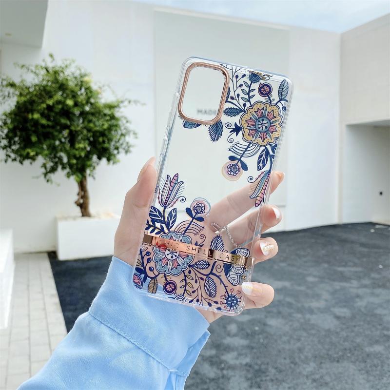 Voor Samsung Galaxy S21 Ultra 5G Doorschijnend Plating Flower Phone Case (Po-fasebloemen)