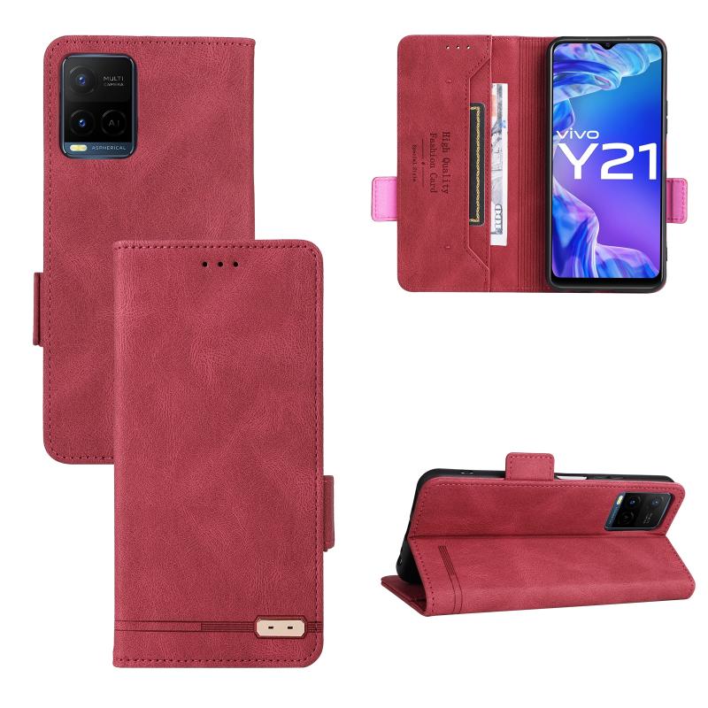 Voor VIVO Y21 / Y33S Magnetic Clasp Leather Telefoonhoes