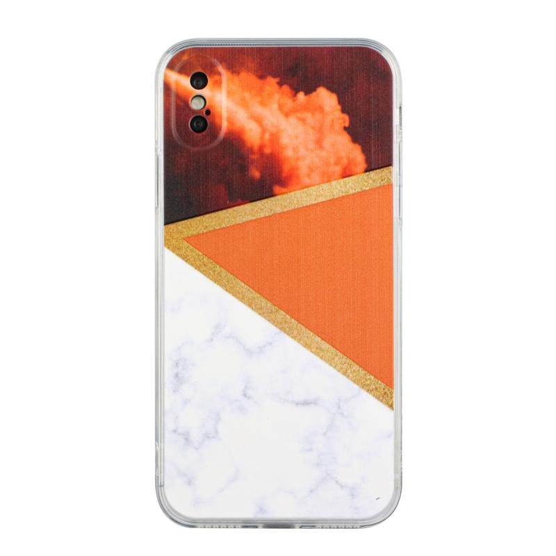 Steekmarmeren TPU-telefooncase voor iPhone XS / X (Oranje)