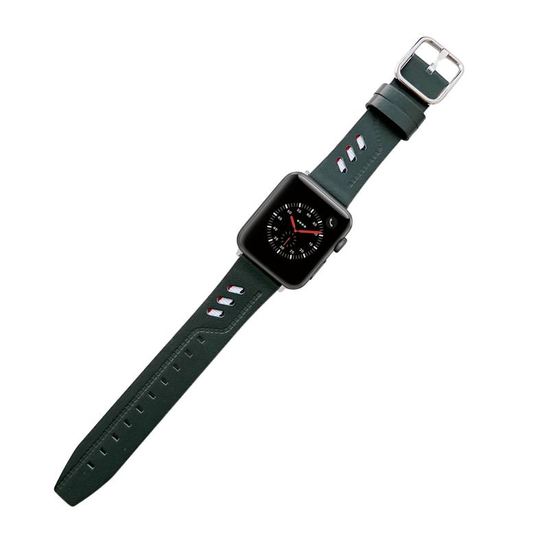 Lederen nylon horlogeband voor Apple Watch Series 7 41mm / 6 & SE & 5 & 4 40mm / 3 & 2 & 1 38mm
