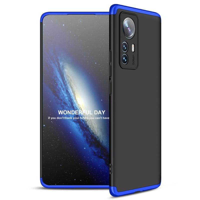 Voor Xiaomi MI 12 Pro Gkk Three Stage Splicing PC Phone Case (Black Blue)