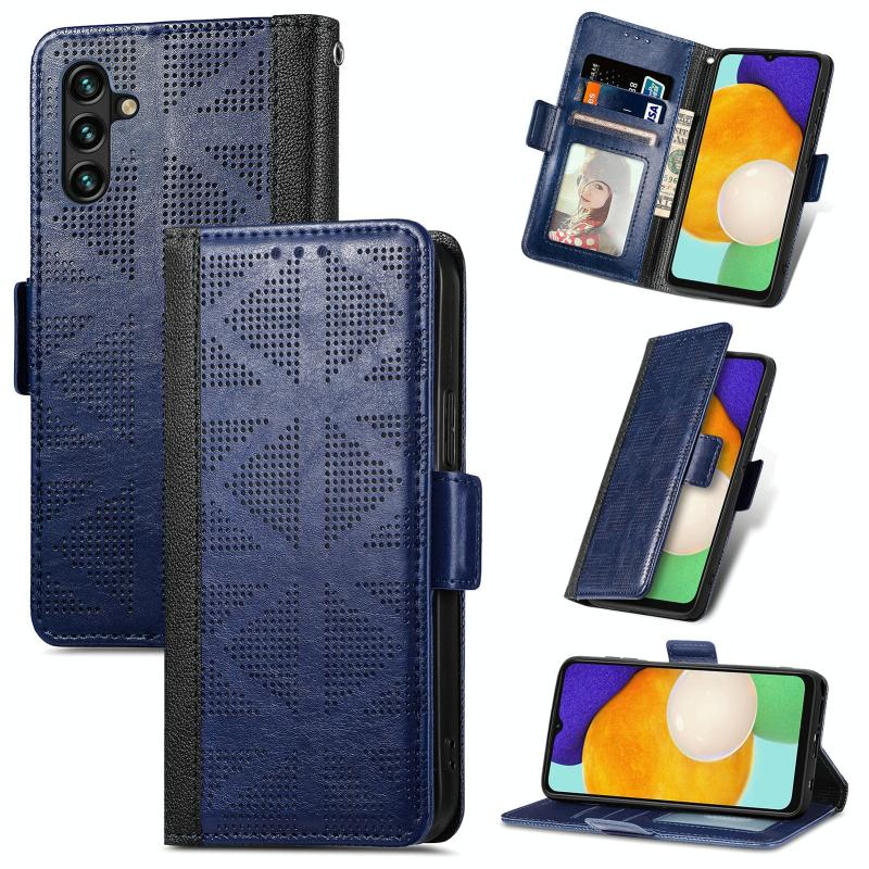 Voor Samsung Galaxy A13 5G Raster Lederen Flip Phone Case