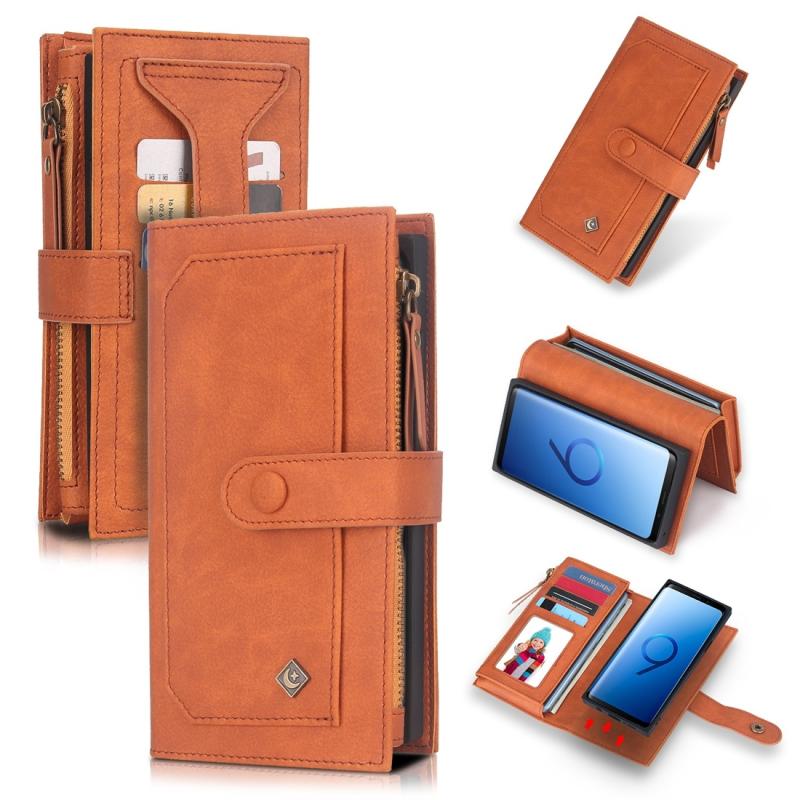 Voor Galaxy S9 POLA Multi-function Fashion Magnetic Horizontal Flip Leather Case met Card Slots & Wallet & Photo Frame & Holder(Brown)
