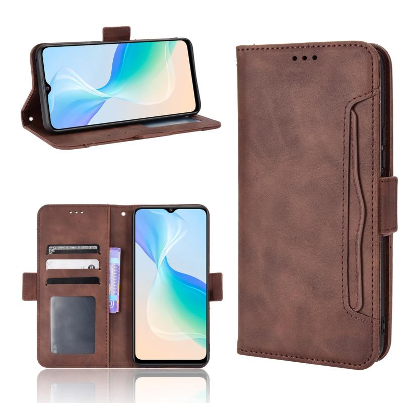 Voor vivo Y76 5G Skin Feel Calf Pattern Leather Telefoon Case (Brown)