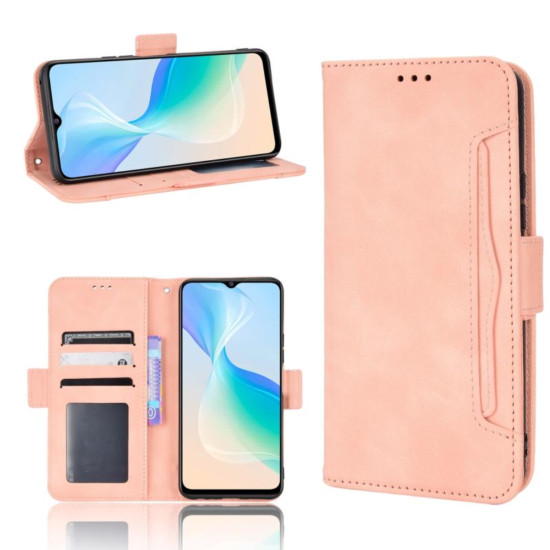 Voor vivo Y76 5G Huid Feel Calf Pattern Leather Photo Case (Pink)