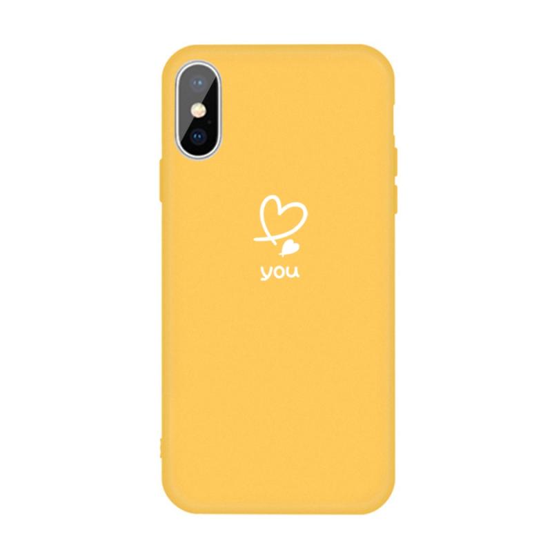 Voor iPhone XS Max Love-heart Letter Patroon Kleurrijke Frosted TPU Telefoon Beschermhoes (Geel)