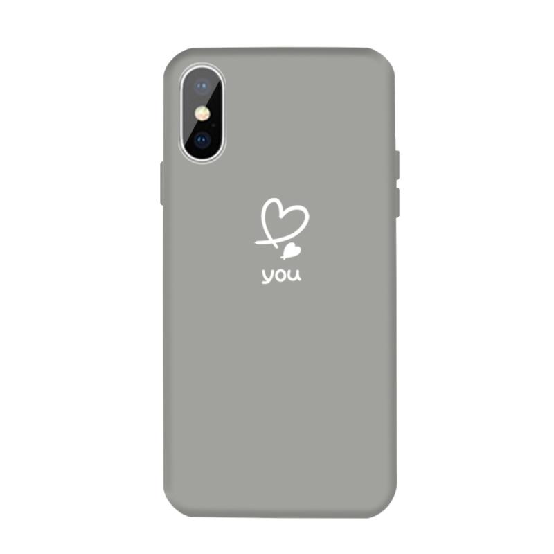 Voor iPhone XS Max Love-heart Letter Patroon Kleurrijke Frosted TPU Telefoon Beschermhoes (Grijs)