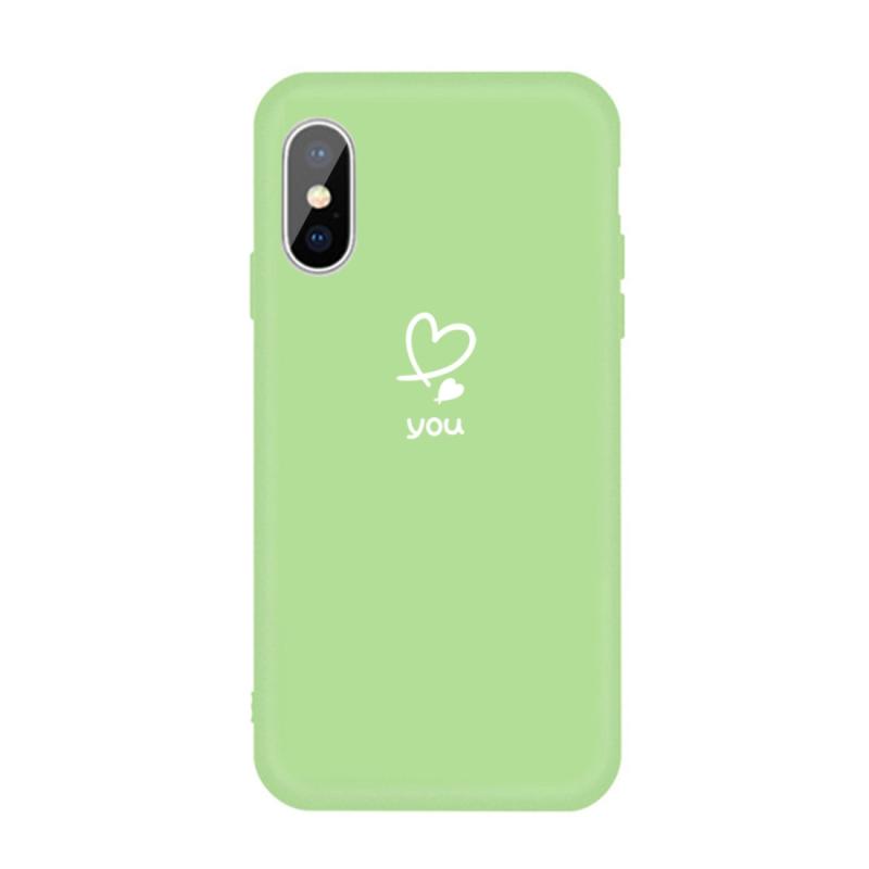 Voor iPhone XS Max Love-heart Letter Patroon Kleurrijke Frosted TPU Telefoon Beschermhoes (Groen)