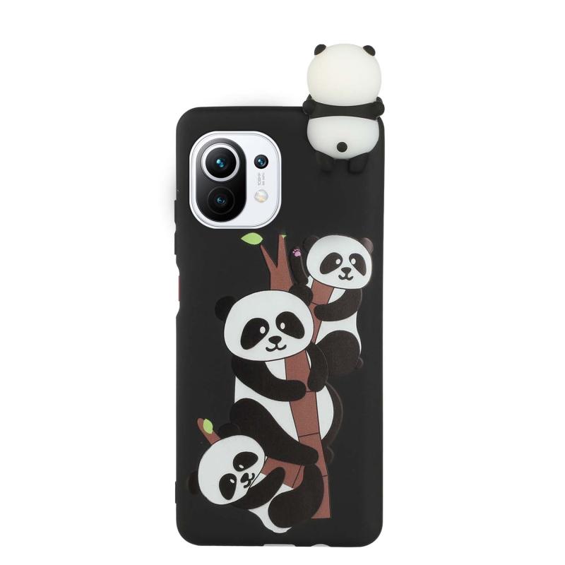 Voor Xiaomi MI 11 Lite Shockproof Cartoon TPU Telefoonhoes (drie panda's)