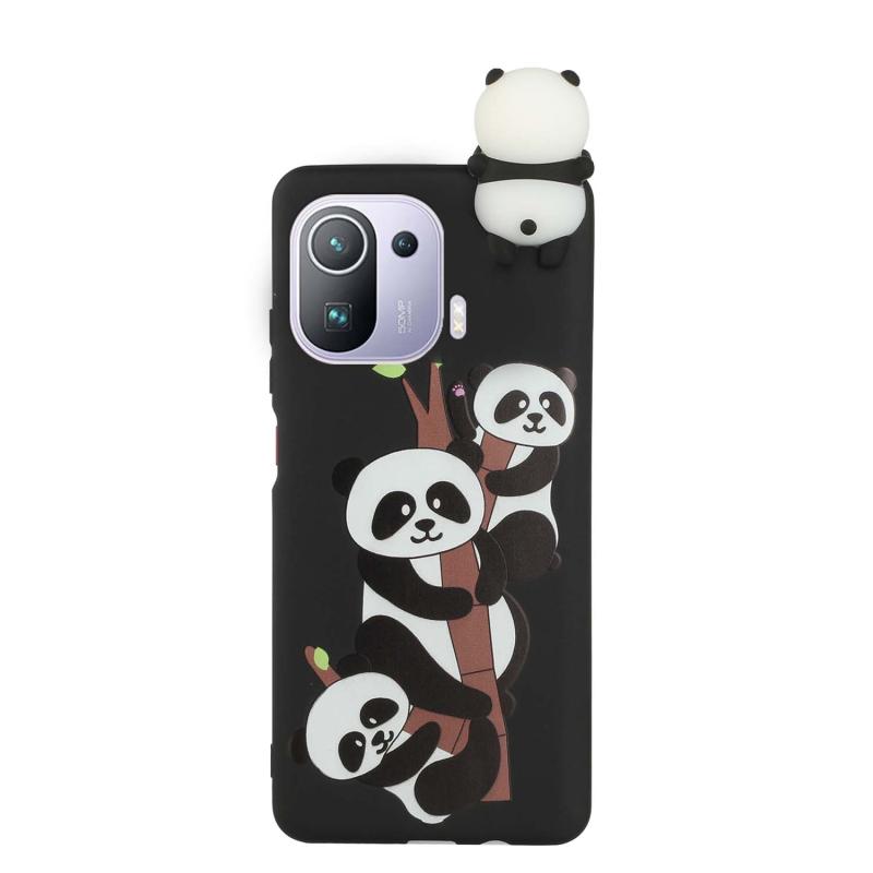 Voor Xiaomi MI 11 Pro Shockproof Cartoon TPU-telefooncase (drie panda's)