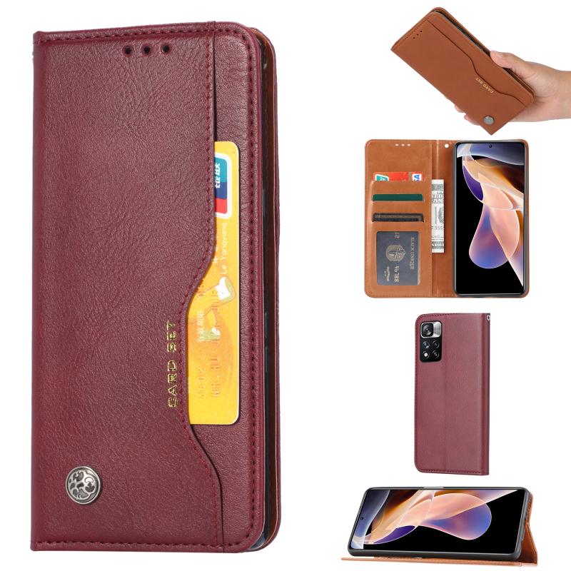 Voor Xiaomi Redmi Note 11 Pro 4G Global Knead Skin Texture Horizontale Flip Leren Case (Wine Red)