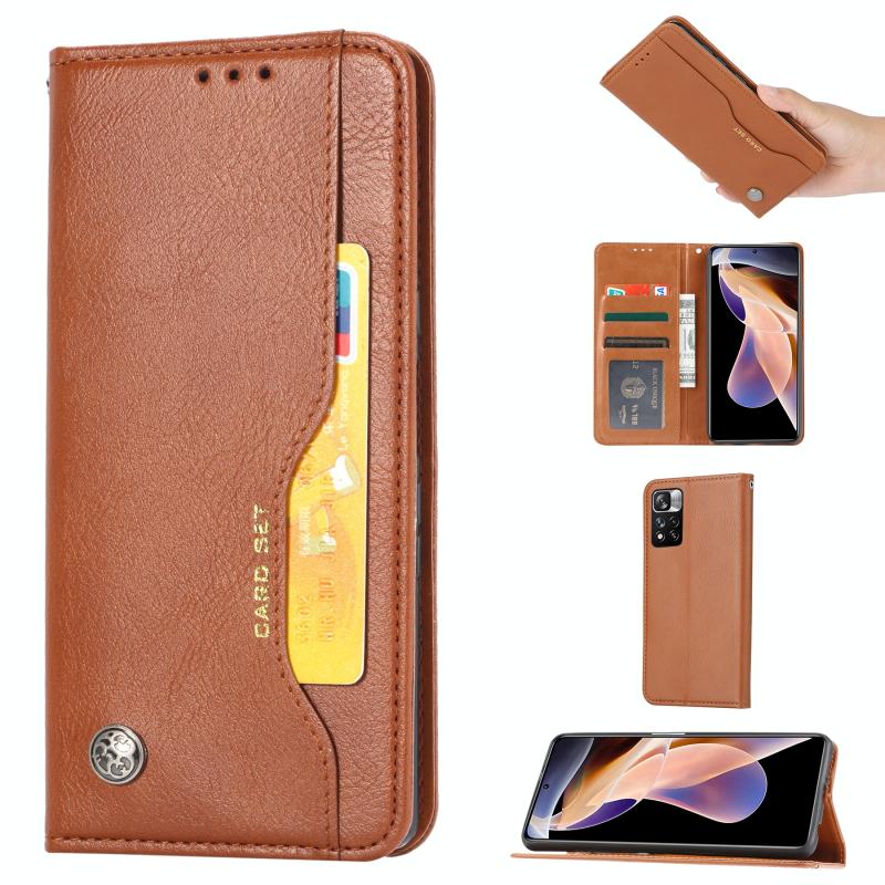 Voor Xiaomi Redmi Note 11s / Note 11 4G Global Kneed Skin Texture Horizontal Flip Leren Case (Brown)