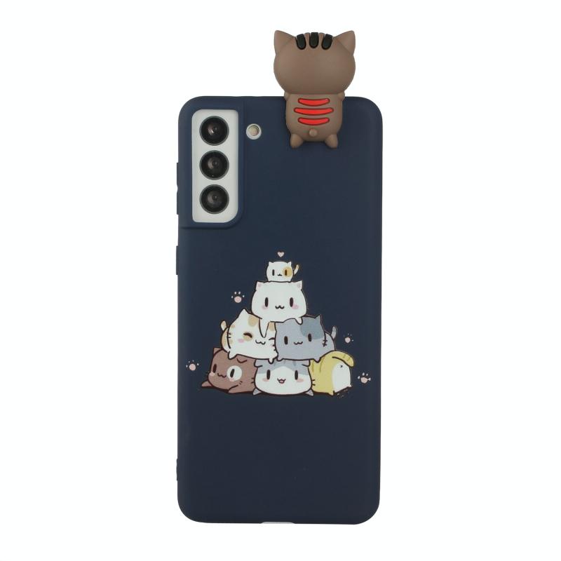 Voor Samsung Galaxy S22 5G Shockproof Cartoon TPU Telefoonhoes (gestapelde katten)