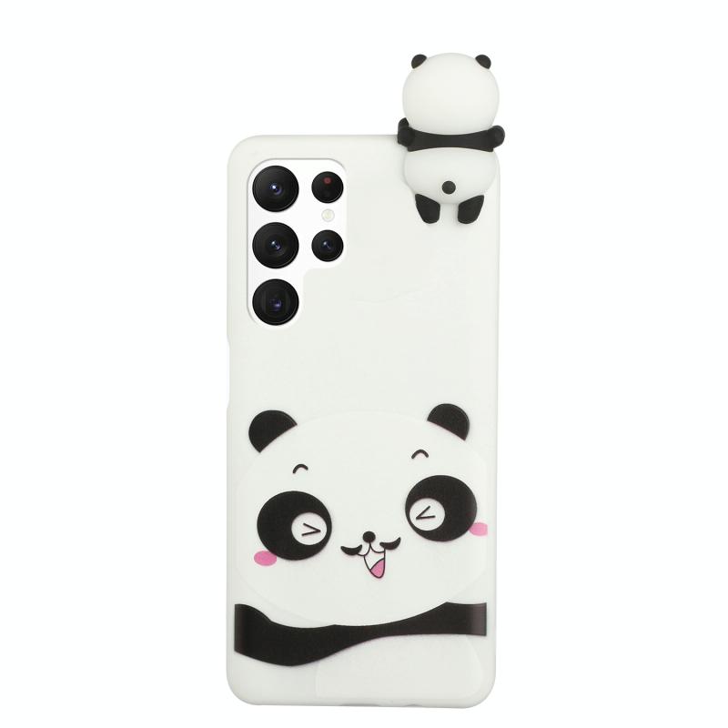 Voor Samsung Galaxy S22 Ultra 5G Shockproof Cartoon TPU Telefoonhoes (Verlegen Panda)