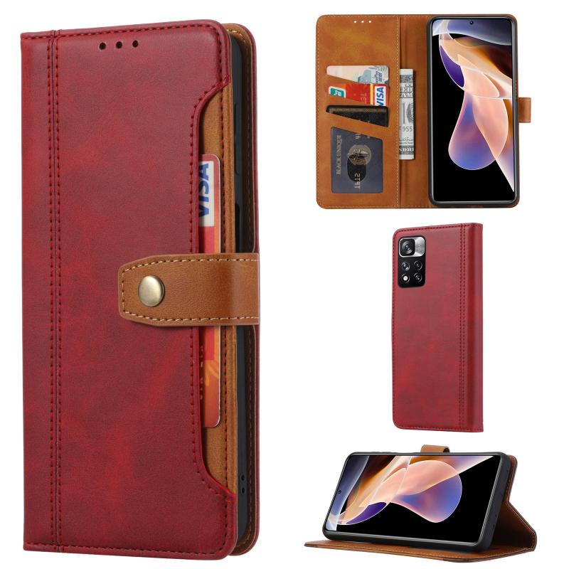 Voor Xiaomi Redmi Note 11S / Note 11 4G Global Calf Texture Double Fold Lederen Telefoonhoes