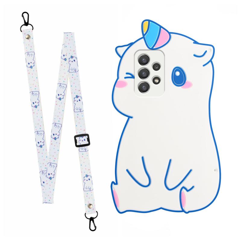 Voor Samsung Galaxy A53 5G Crossbody Cartoon Silicone Phone Case (Unicorn)