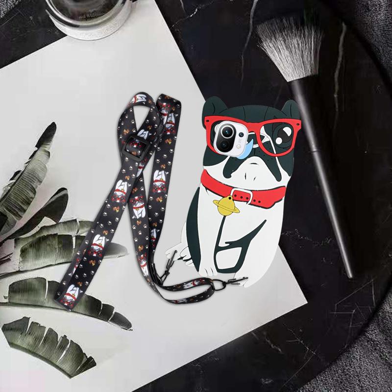 Voor Xiaomi MI 11 Crossbody Cartoon Silicone Phone Case (glazen hond)