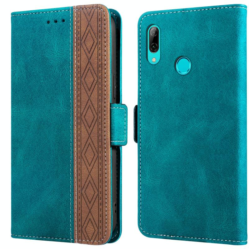 Voor Huawei P Smart 2019 Stitching Side-Magnetic RFID lederen telefoonhoes (Dark Green)