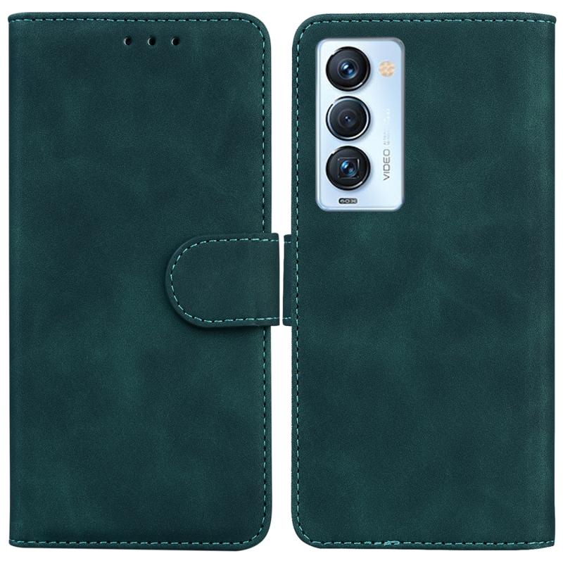 Voor Tecno Camon 18 Premier Skin Feel Pure Color Flip Leather Phone Case