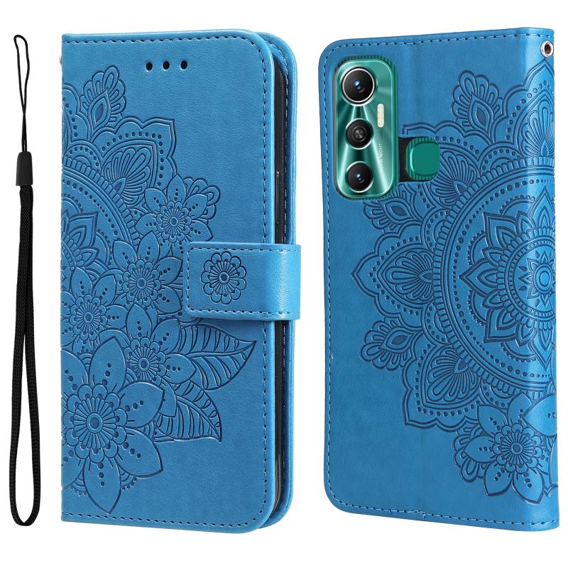 Voor Infinix Hot 11 7-Petal Flowers Embossing Pattern Horizontal Flip Leren Case