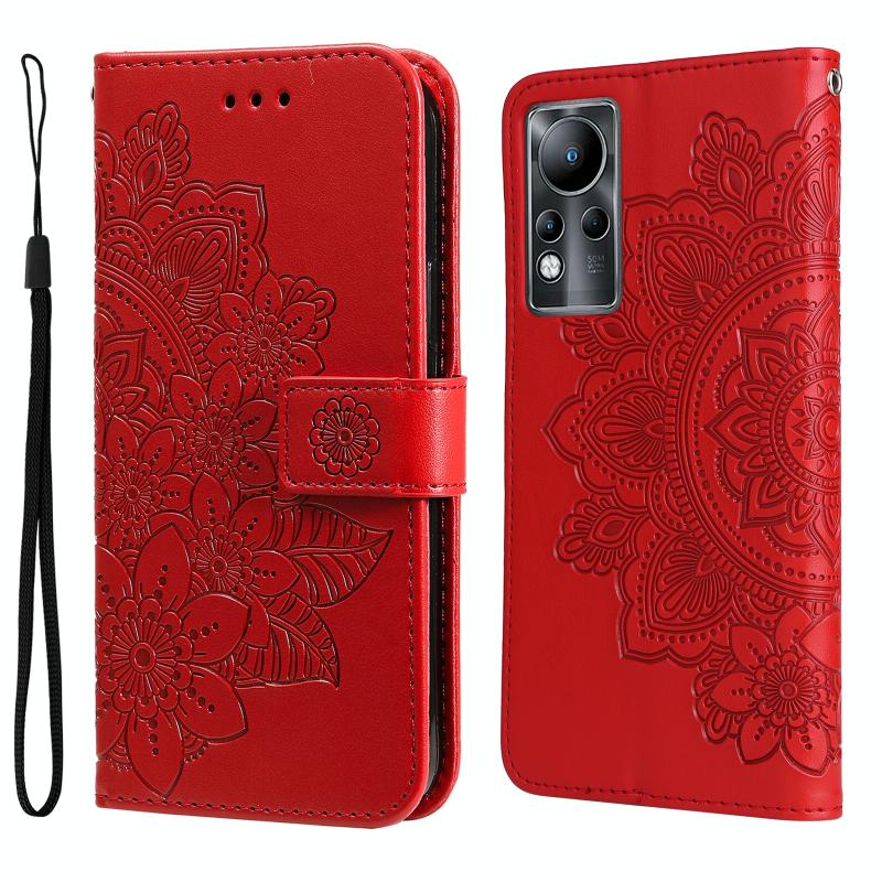 Voor Infinix Note 11 7-Petal Flowers Embossing Pattern Horizontal Flip Leren Case