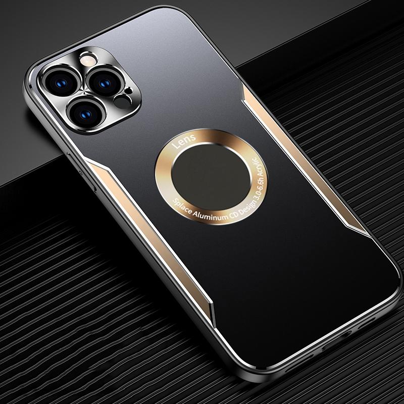 Aluminum Alloy + TPU Phone Case For iPhone 12 Pro(Black Gold)