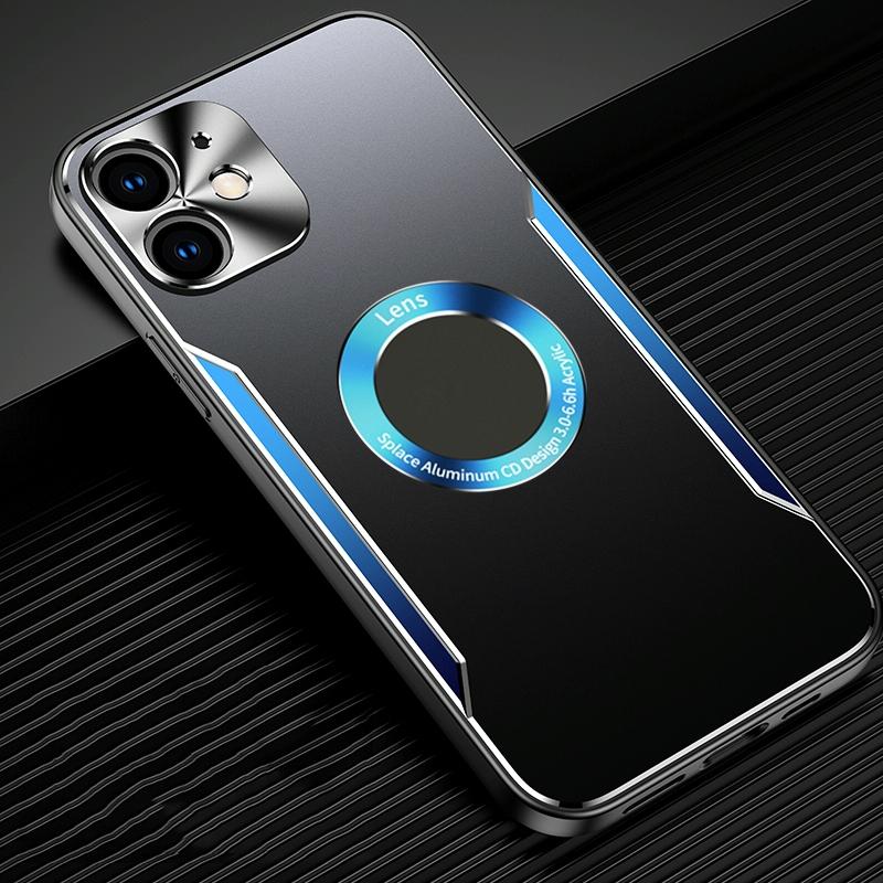 Aluminium legering + TPU -telefoonhoesje voor iPhone 11 (zwart blauw)