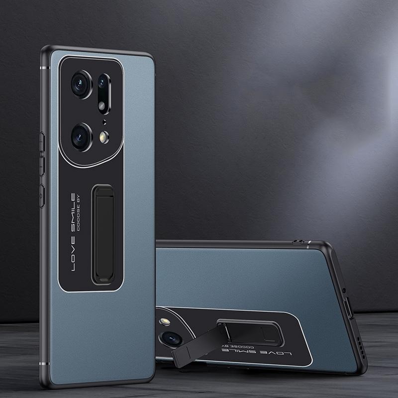 Voor Oppo Find X5 Frosted Holder Phone Case (Sea Blue Gray)