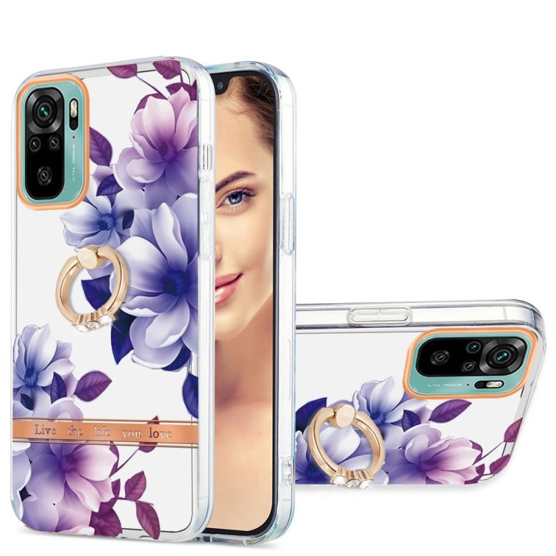 For Xiaomi Redmi Note 10S / Note 10 4G Ring IMD Flowers TPU Phone Case(Purple Begonia)