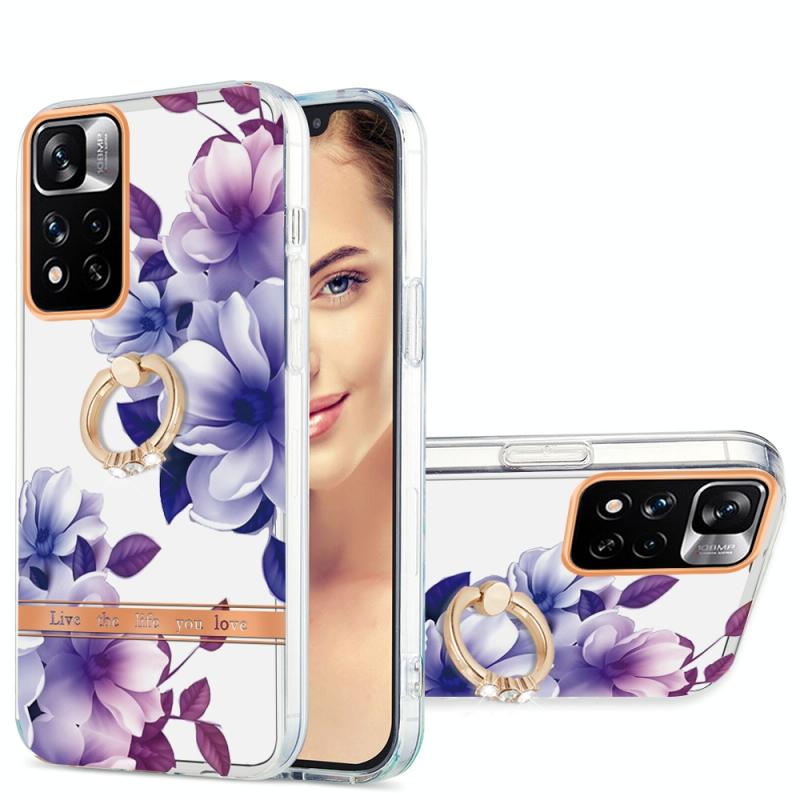 For Xiaomi Redmi Note 11 Pro / Note 11 Pro+ Ring IMD Flowers TPU Phone Case(Purple Begonia)