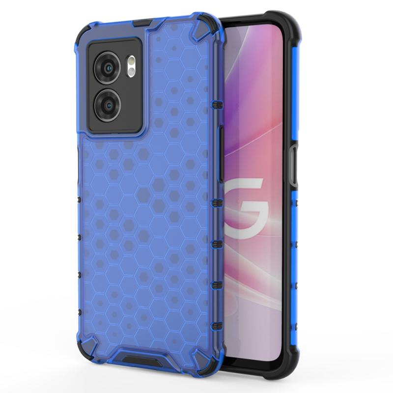 For OPPO A57 5G 2022 Shockproof Honeycomb PC + TPU Protective Case(Blue)