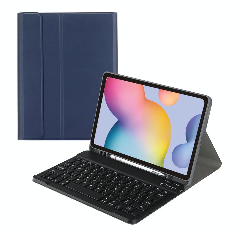 A7 Square Cap Bluetooth Keyboard Leather Case with Pen Slot for Samsung Galaxy Tab S6 Lite / S7 / A7 10.4 2020(Dark Blue)