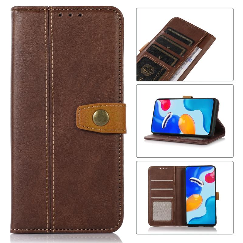 Stitching Thread Calf Texture Leather Phone Case For iPhone 13 Pro(Coffee)