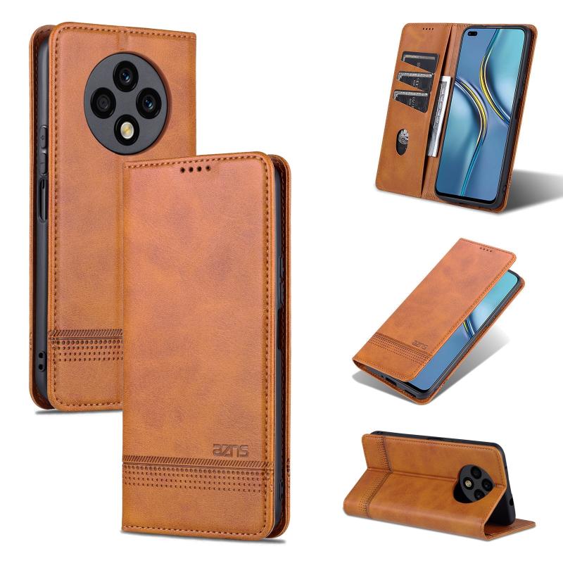 For U-Magic Enjoy 50 Plus50 AZNS Magnetic Calf Texture Horizontal Flip Leather Case(Light Brown)