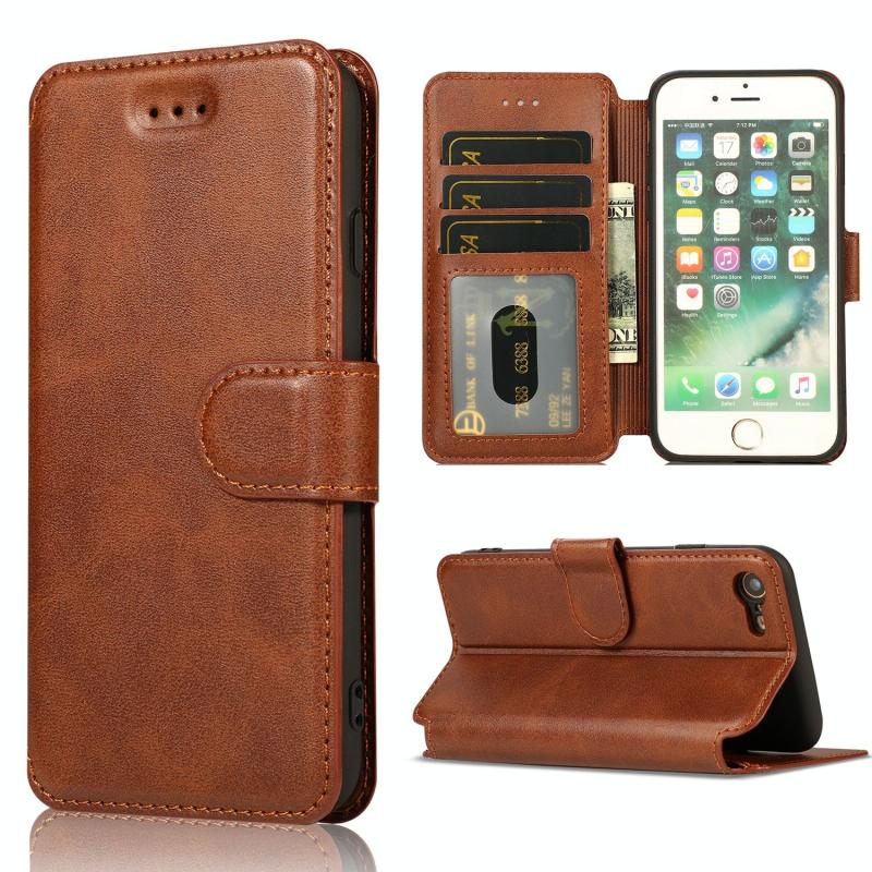 Shockproof PU + TPU Leather Phone Case For iPhone SE 2022 / SE 2020 / 8 / 7(Brown)