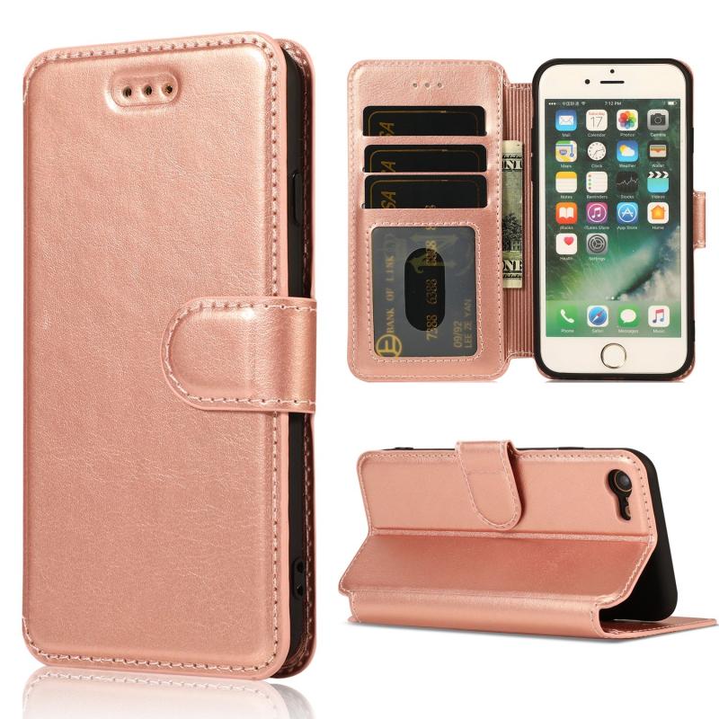 Shockproof PU + TPU Leather Phone Case For iPhone SE 2022 / SE 2020 / 8 / 7(Rose Gold)
