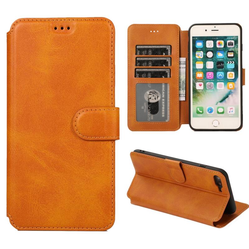 Shockproof PU + TPU Leather Phone Case For iPhone 8 Plus / 7 Plus(Khaki)