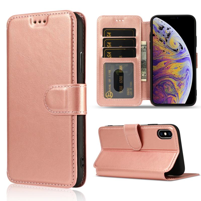 Shockproof PU + TPU Leather Phone Case For iPhone XS Max(Rose Gold)