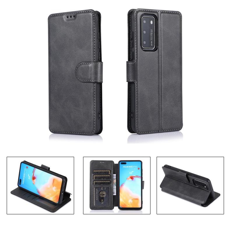 For Huawei P40 Shockproof PU + TPU Leather Phone Case(Black)