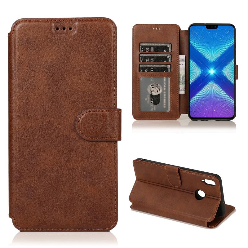 For Honor 8X Shockproof PU + TPU Leather Phone Case(Brown)