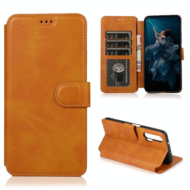 For Honor 20 Pro Shockproof PU + TPU Leather Phone Case(Khaki)