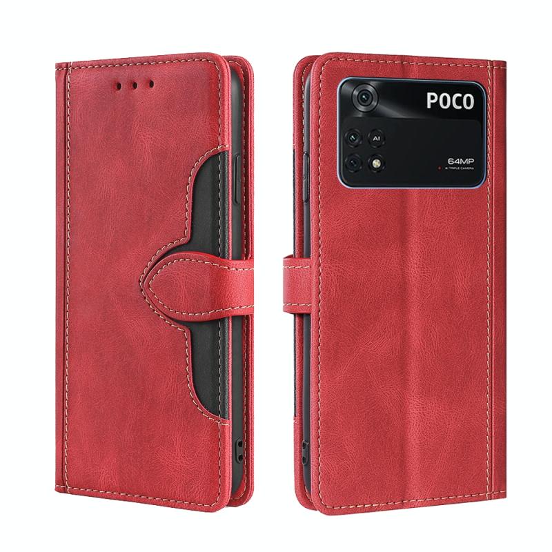 Voor Xiaomi Poco M4 Pro Stiking Skin Feel Magnetic Buckle horizontale flip pu lederen kas