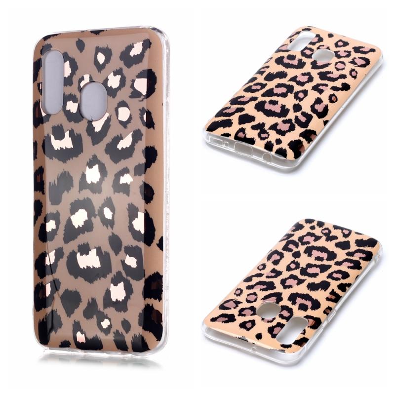 Voor Galaxy A20e Plating Marble Pattern Soft TPU Protective Case (Leopard)