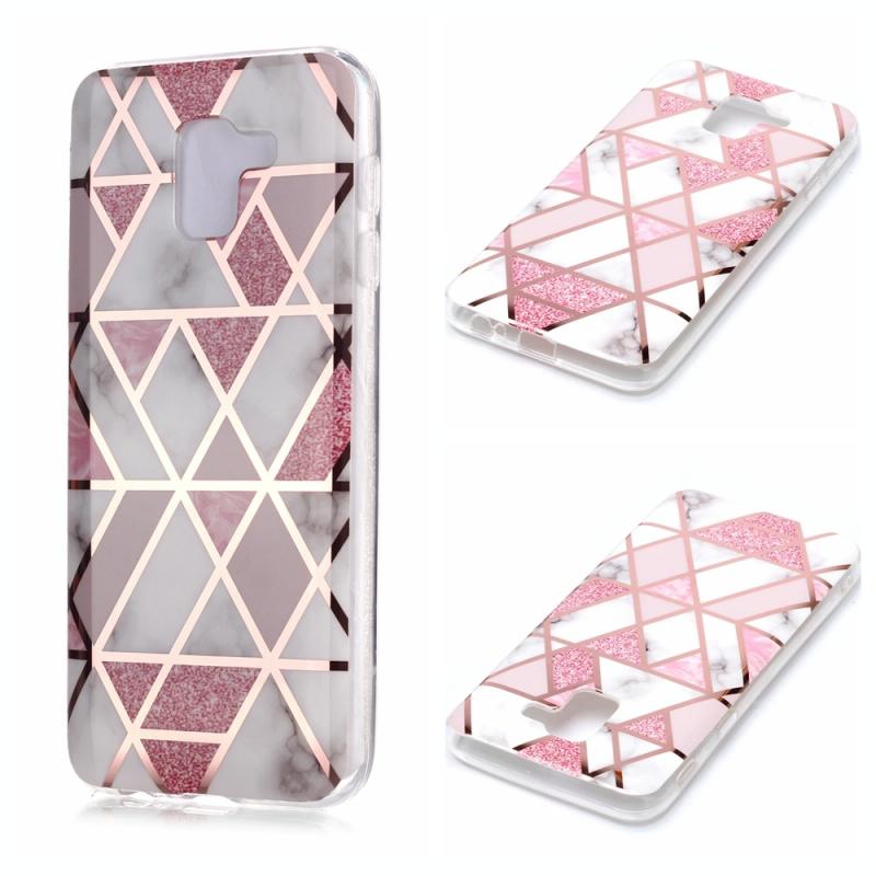 Voor Galaxy J6 (2018) Plating Marble Pattern Soft TPU Protective Case(Pink)