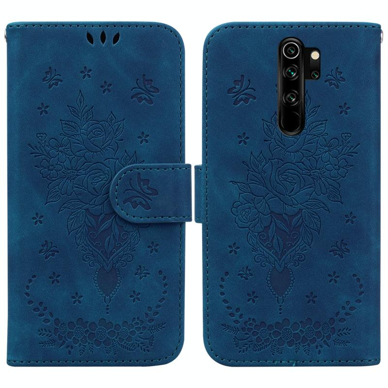 Voor Xiaomi Redmi Note 8 Pro Butterfly Rose Lederen telefoonhoesje