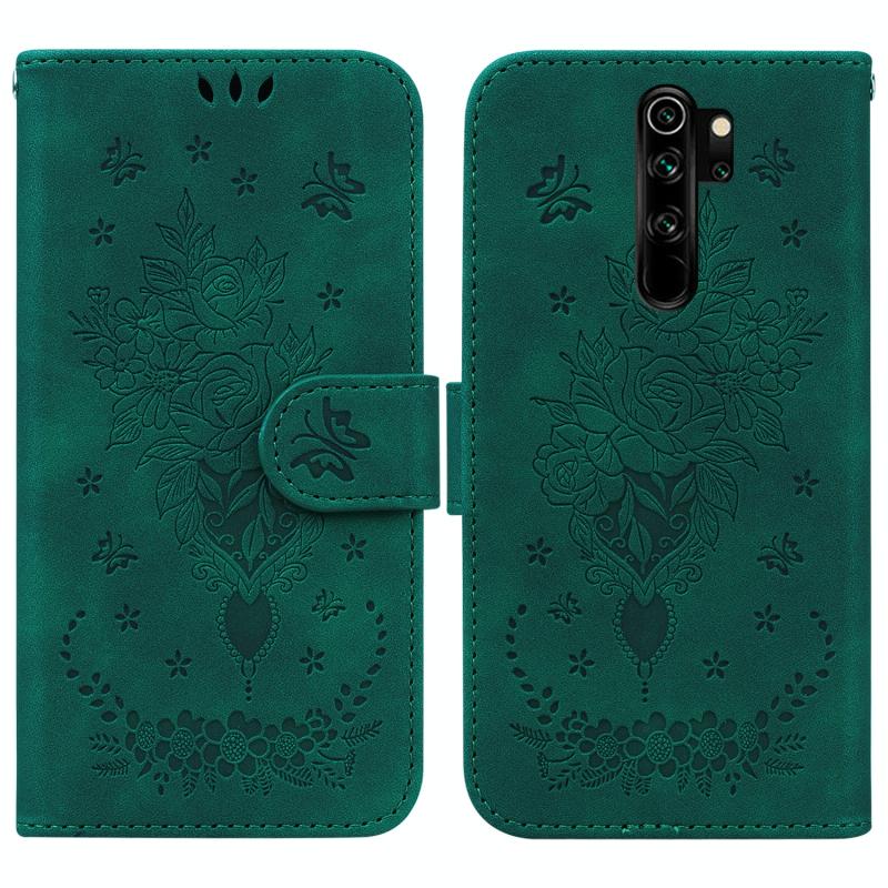 Voor Xiaomi Redmi Note 8 Pro Butterfly Rose Lederen telefoonhoesje