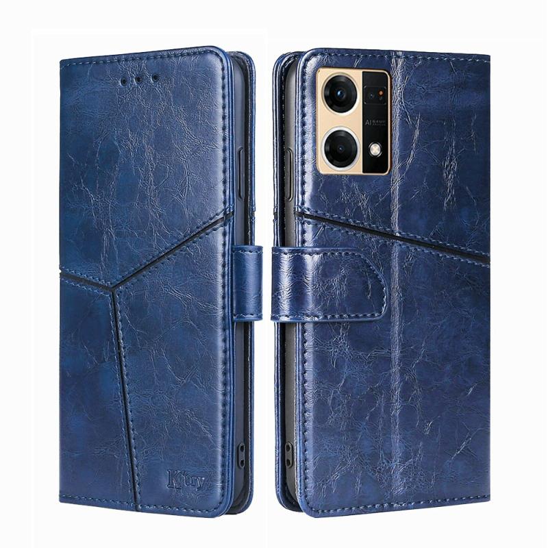 Voor Oppo Reno7 4G/F21 Pro 4G Geometrische Stitching Horizontal Flip Leather Phone Case