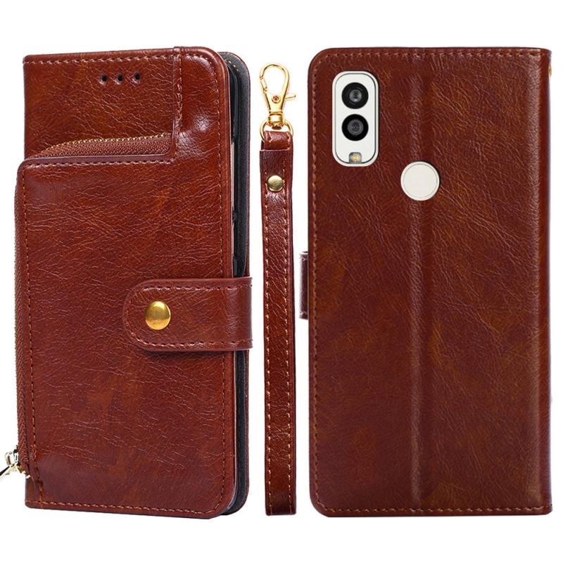 Voor Kyocera Android One S9 Zipper Bag Leather Case